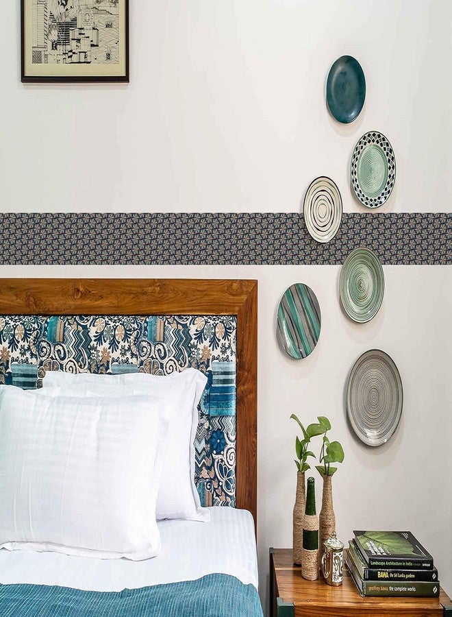 WallDesign شريط حائط WallDesign - بنمط نجمة البلاط - لتزيين الحمامات والمطابخ والأبواب والمداخل والأرضيات - لفة 3 بوصات × 10 أقدام - ملصق PVC لامع مقاوم للماء - Image 3